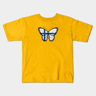 Finnish Flag Butterfly Kids T-Shirt